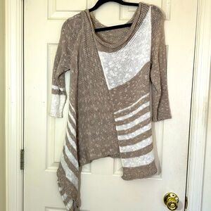 NEW Sheer Knit Sweater Size Small Beige & White